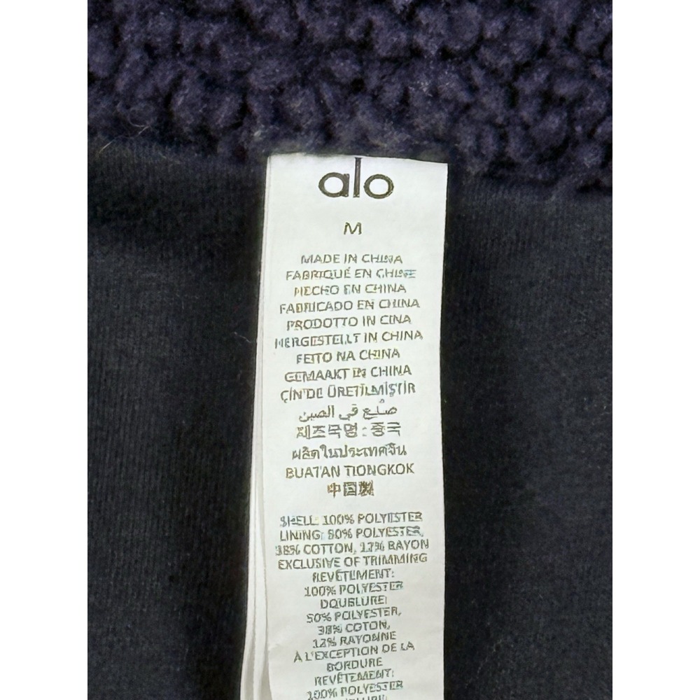 Alo Foxy Teddy Plush Sherpa Jacket Womens Medium Black Hooded Sportswear Workout - Picture 2 of 13